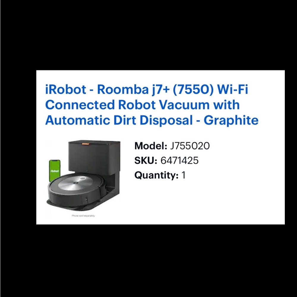 iRobot Roomba j7+ (7550) Wi-Fi Connected Robot Vacuum - Black